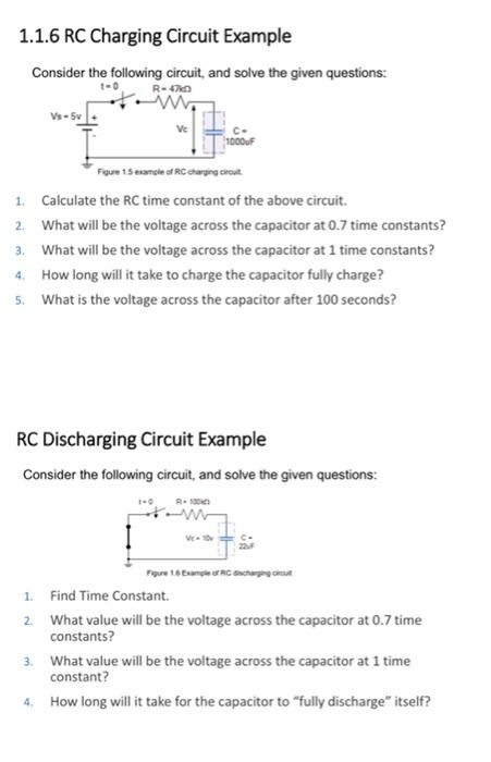 Solved 1.1.6 RC Charging Circuit Example Consider the | Chegg.com