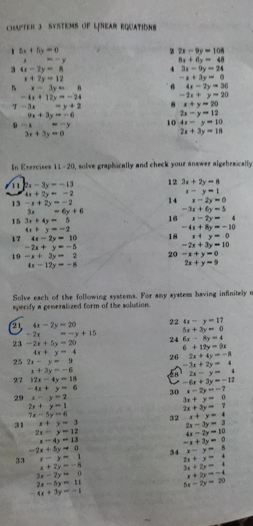 Solved Chapter 3 Systems Of Unear Equations 9x9y 108 10x Chegg Com