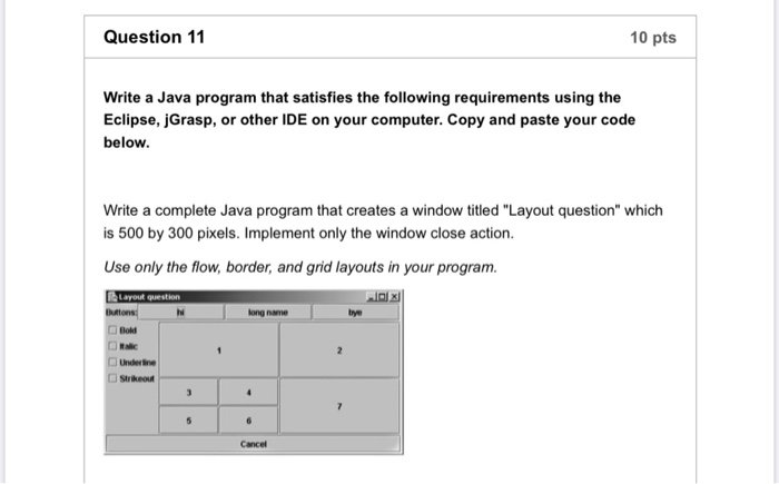 Solved Question 11 10 Pts Write A Java Program That | Chegg.com