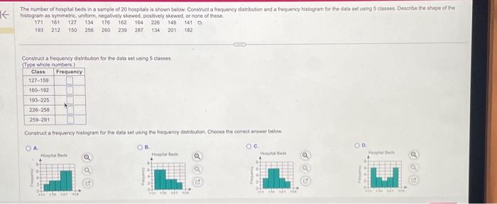 Solved The Number Of Hospital Beds In A Sample Of 20 