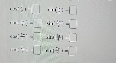 what is cos pi 4 in degrees