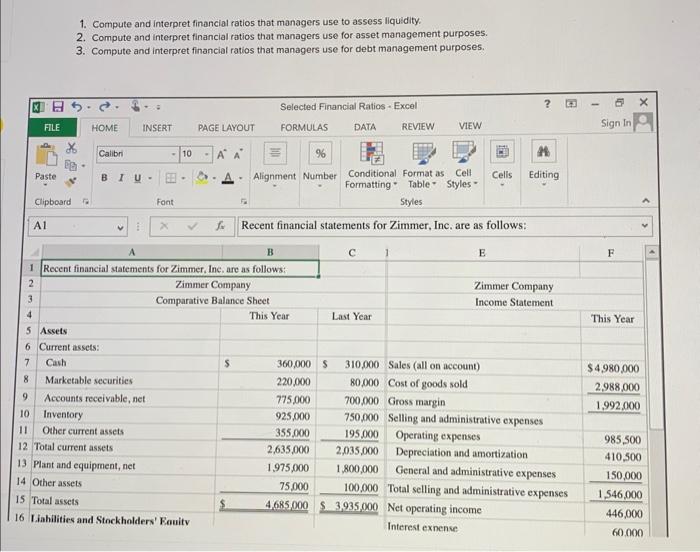 Solved 1. Compute and interpret financial ratios that | Chegg.com