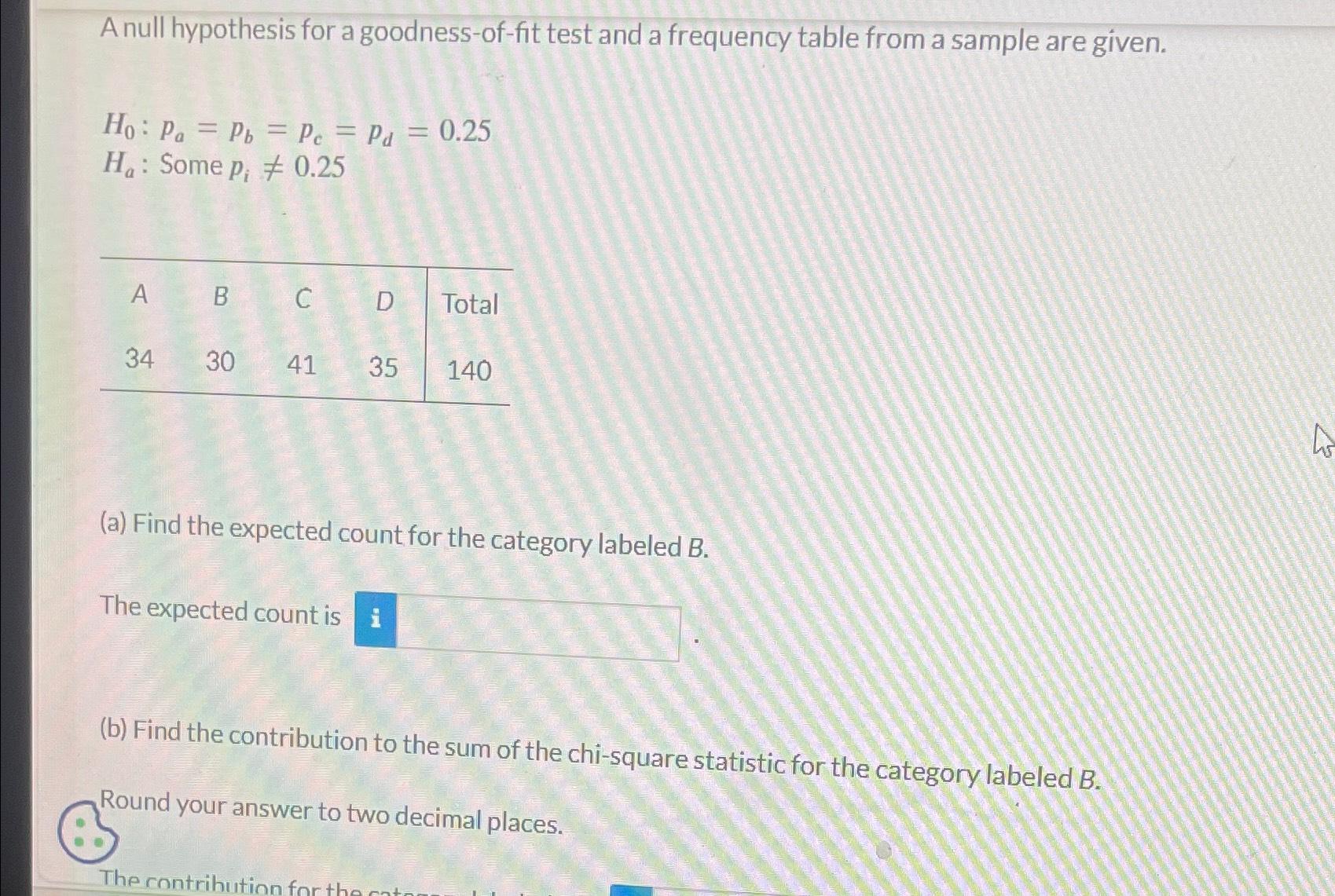 how to write null hypothesis for goodness of fit