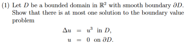 Solved (1) ﻿Let D be ﻿a bounded domain in R2 ﻿with smooth | Chegg.com
