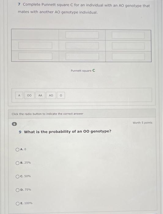 Solved 7 Complete Punnett square C for an individual with an | Chegg.com