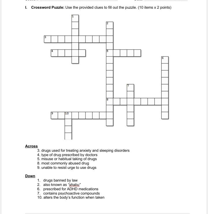 1 Crossword Puzzle: Use the provided clues to fill Chegg com