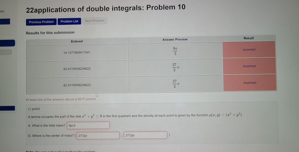 Solved 22applications of double integrals: Problem 10 | Chegg.com
