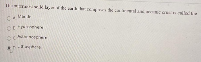 crust is the outermost layer of the solid portion of earth