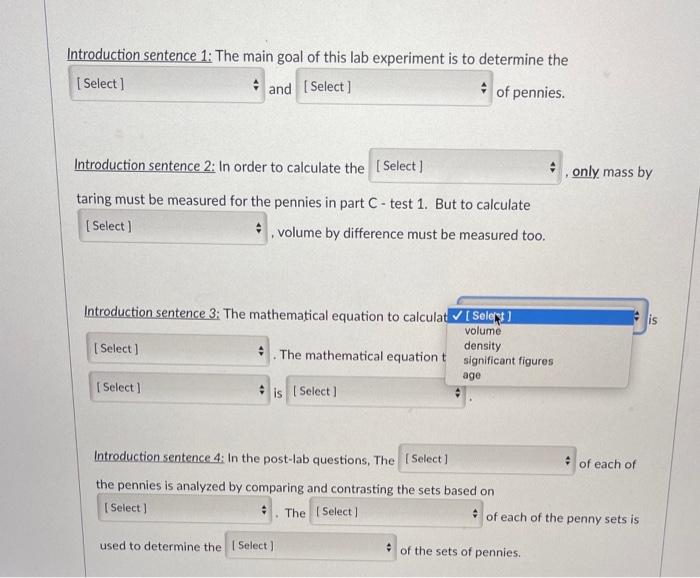 Solved Introduction Sentence 1: The Main Goal Of This Lab | Chegg.com