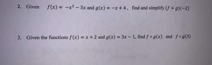 Solved 2 Given F X X2 3x And G X X 4 Find And