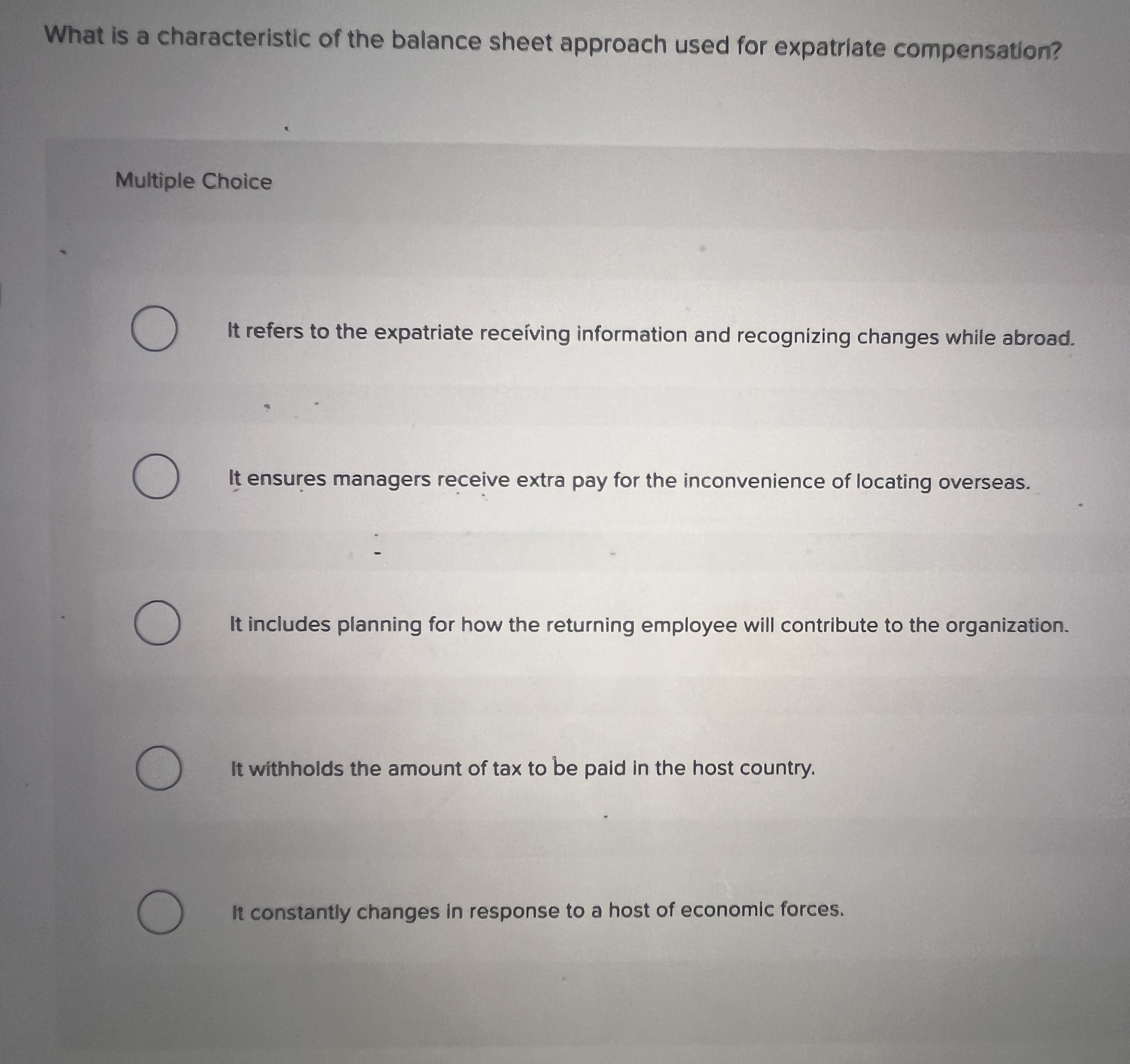 Solved What is a characteristic of the balance sheet
