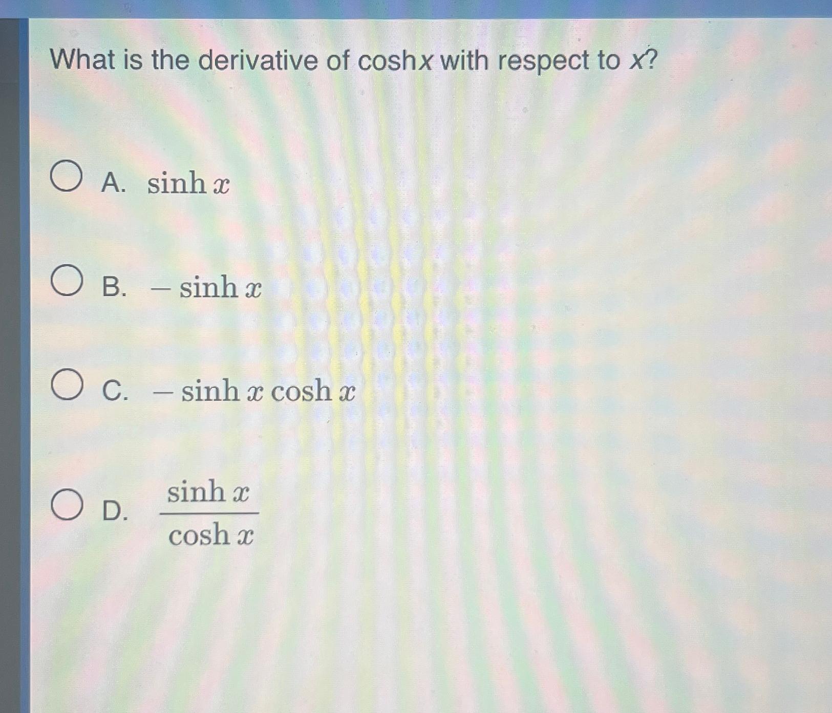 derivative of coshx and sinhx