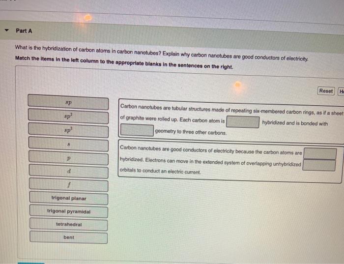 Solved Part A What is the hybridization of carbon atoms in