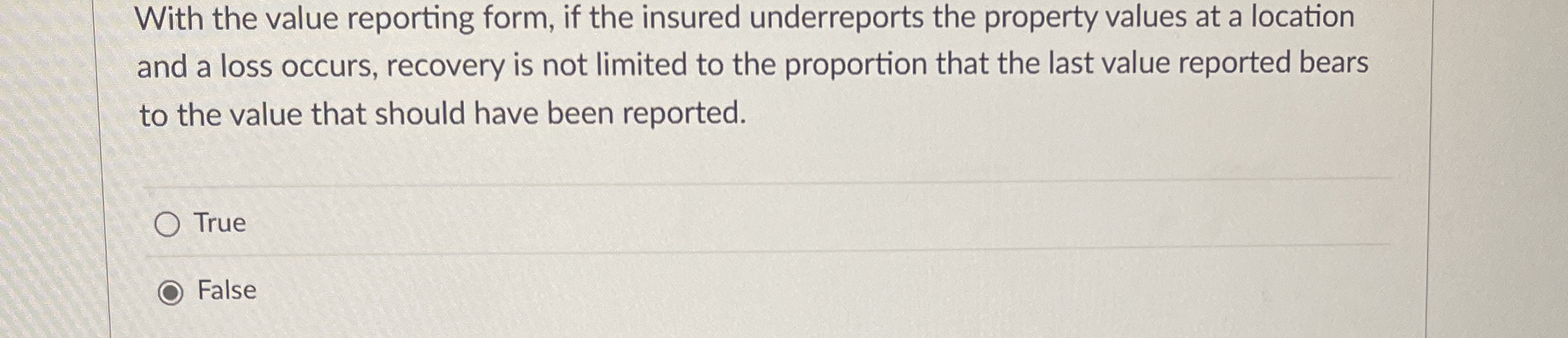 Solved With the value reporting form, if the insured | Chegg.com
