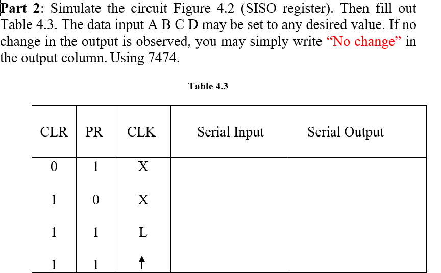 Part 2: Simulate the circuit Figure 4.2 (SISO | Chegg.com