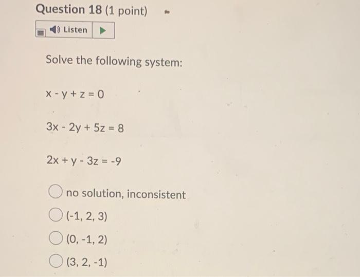 Solved Question 11 1 Point Listen The Normal Vector Of 2x Chegg Com
