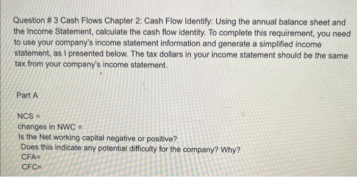 Question \# 3 Cash Flows Chapter 2: Cash Flow | Chegg.com