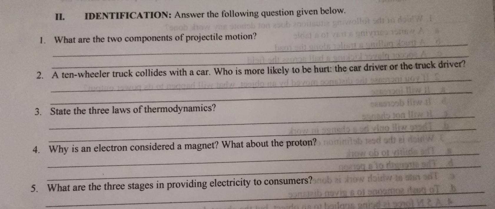 Solved II. How . IDENTIFICATION: Answer the following | Chegg.com