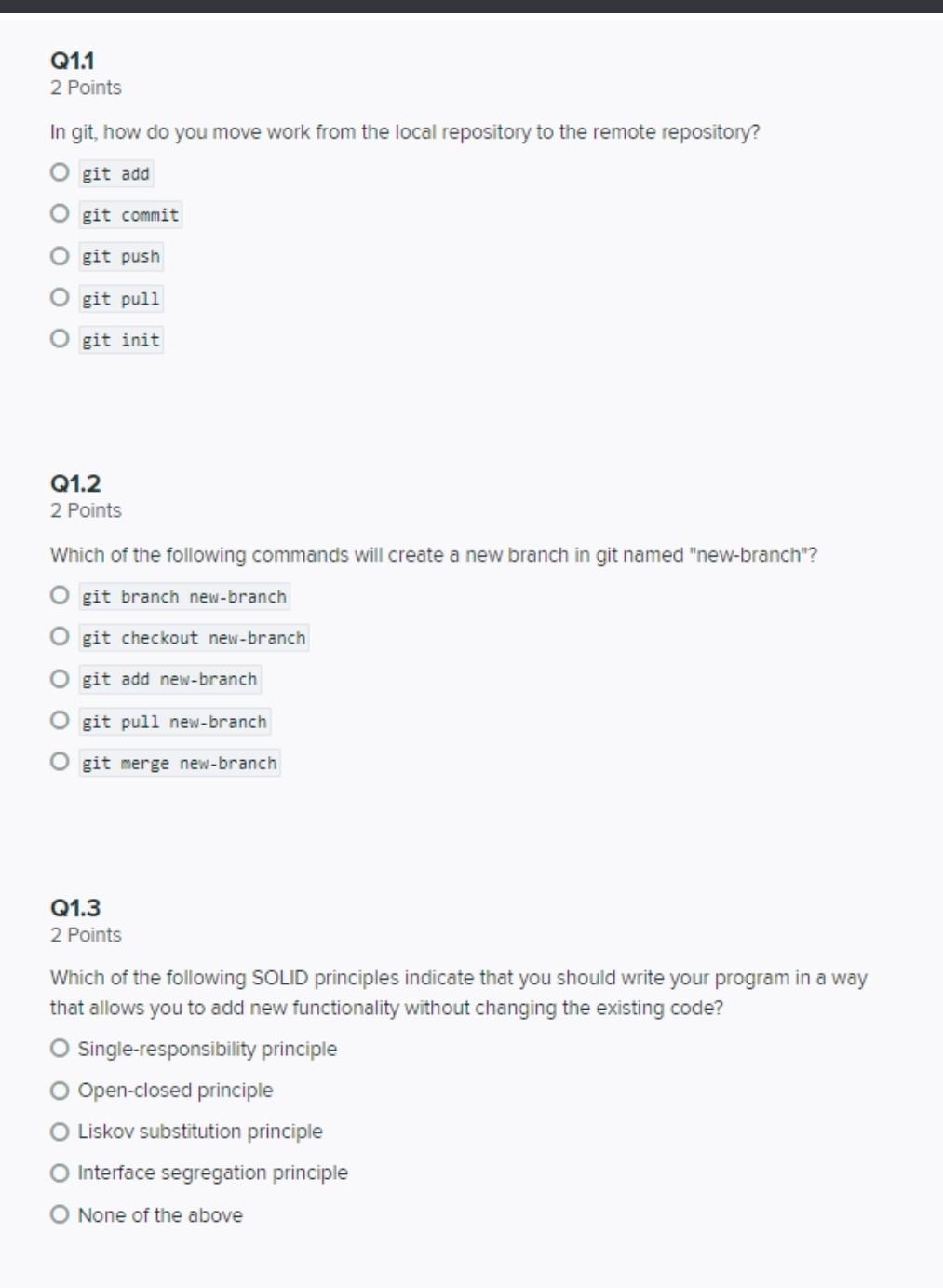 Solved Q1.1 2 Points In git, how do you move work from the | Chegg.com