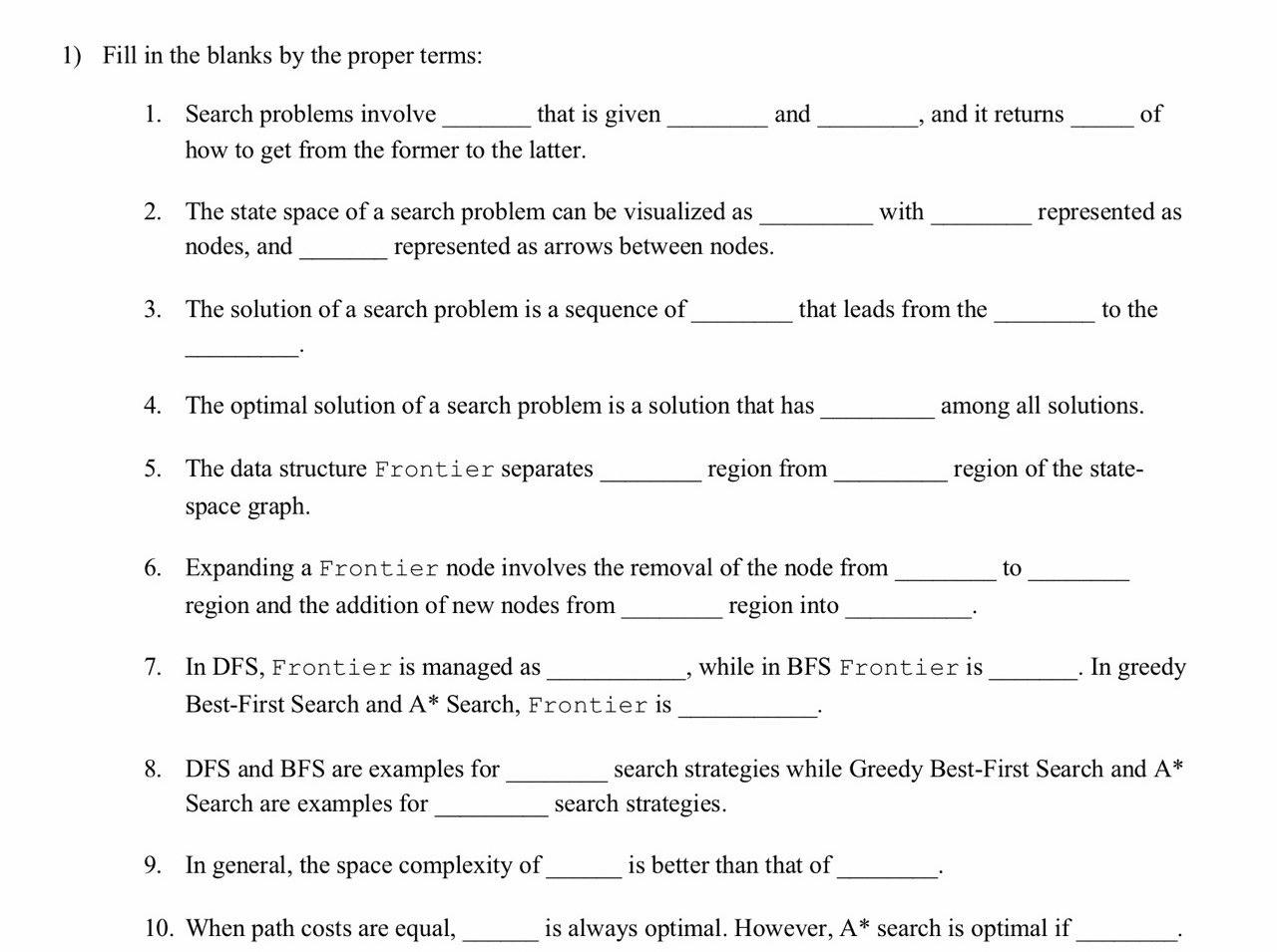 Solved 1 Fill In The Blanks By The Proper Terms And And It Chegg Com