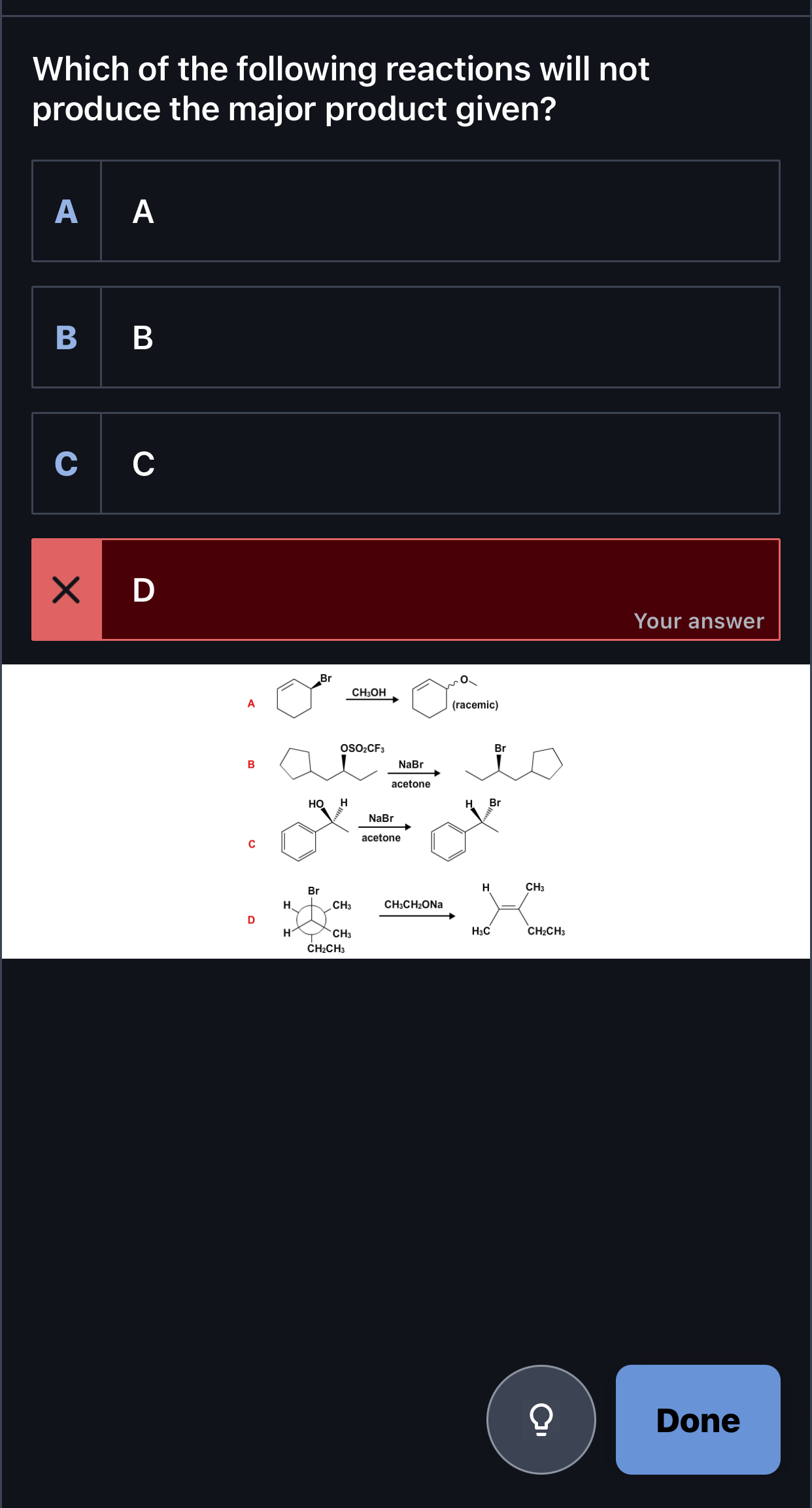 Solved Which of the following reactions will not produce the | Chegg.com