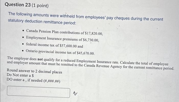 Solved The Following Amounts Were Withheld From Employees' | Chegg.com