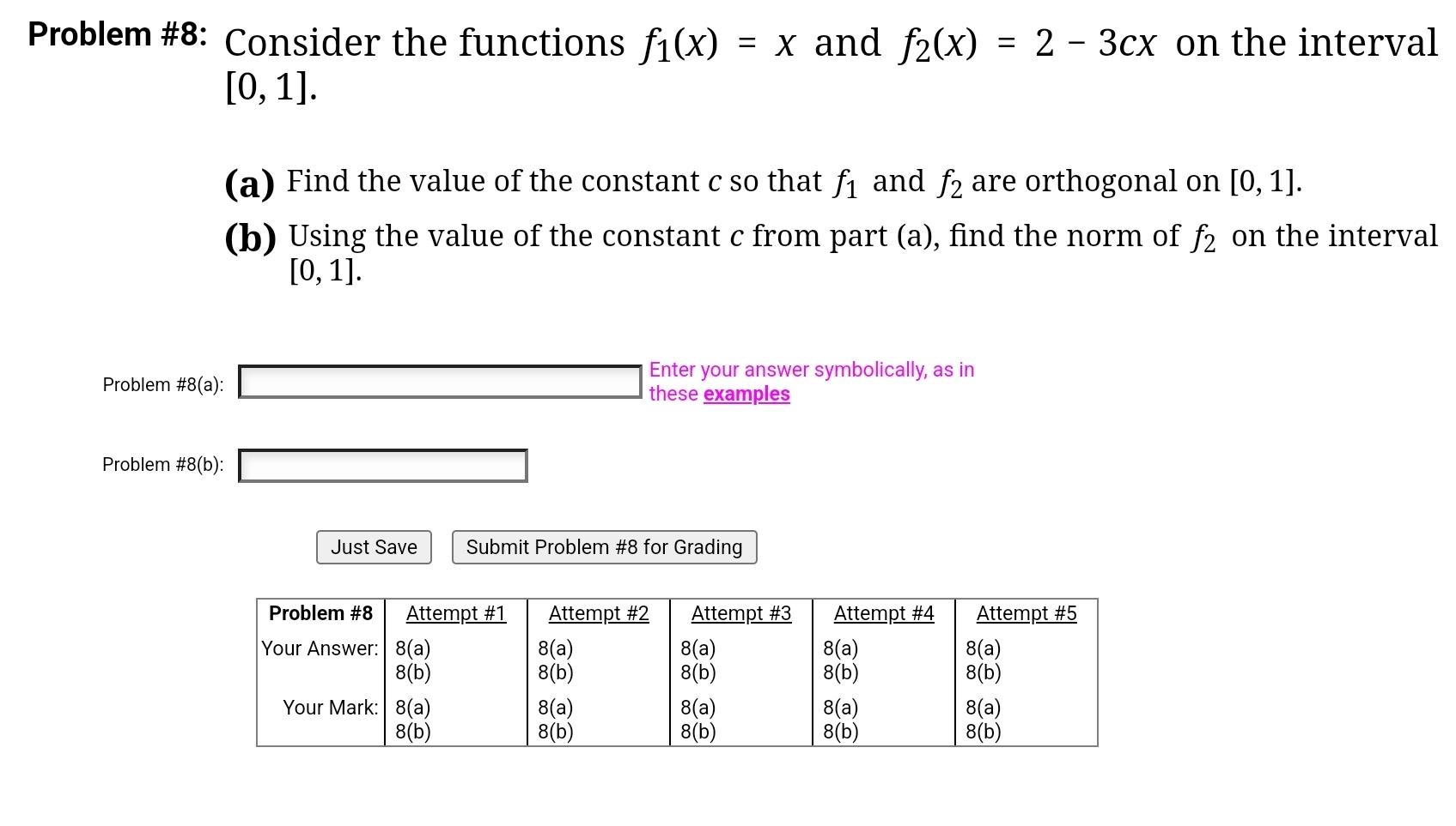 Solved Problem #8: Consider The Functions F1(x)=x ﻿and | Chegg.com