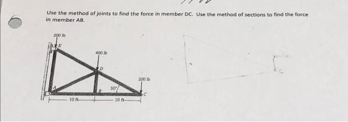 Solved Use the method of joints to find the force in member | Chegg.com