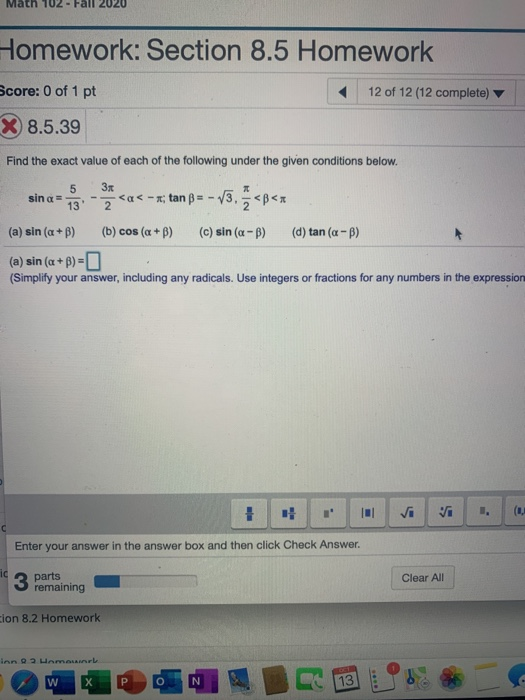 Solved 2020 Homework Section 8 5 Homework Score 0 Of 1 Pt Chegg Solved 2020 Homework Section 8 5 Homework Score 0 Of 1 Pt Chegg