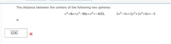 Solved The distance between the centers of the following two | Chegg.com