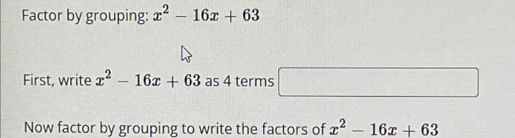 x 2 16x 63 factor