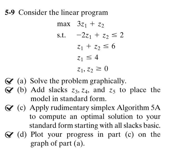 Solved 5-9 Consider the linear program max 3z1 + Z2 s.t. | Chegg.com