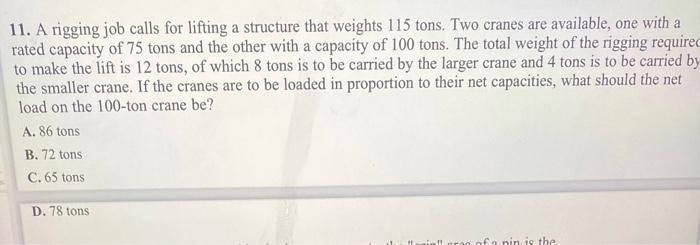 Solved 11. A rigging job calls for lifting a structure that | Chegg.com