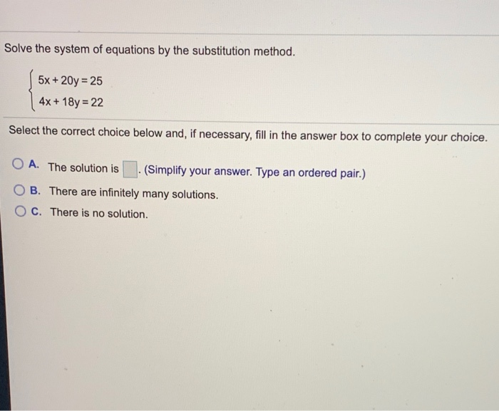 Solved Solve The System Of Equations By The Substitution