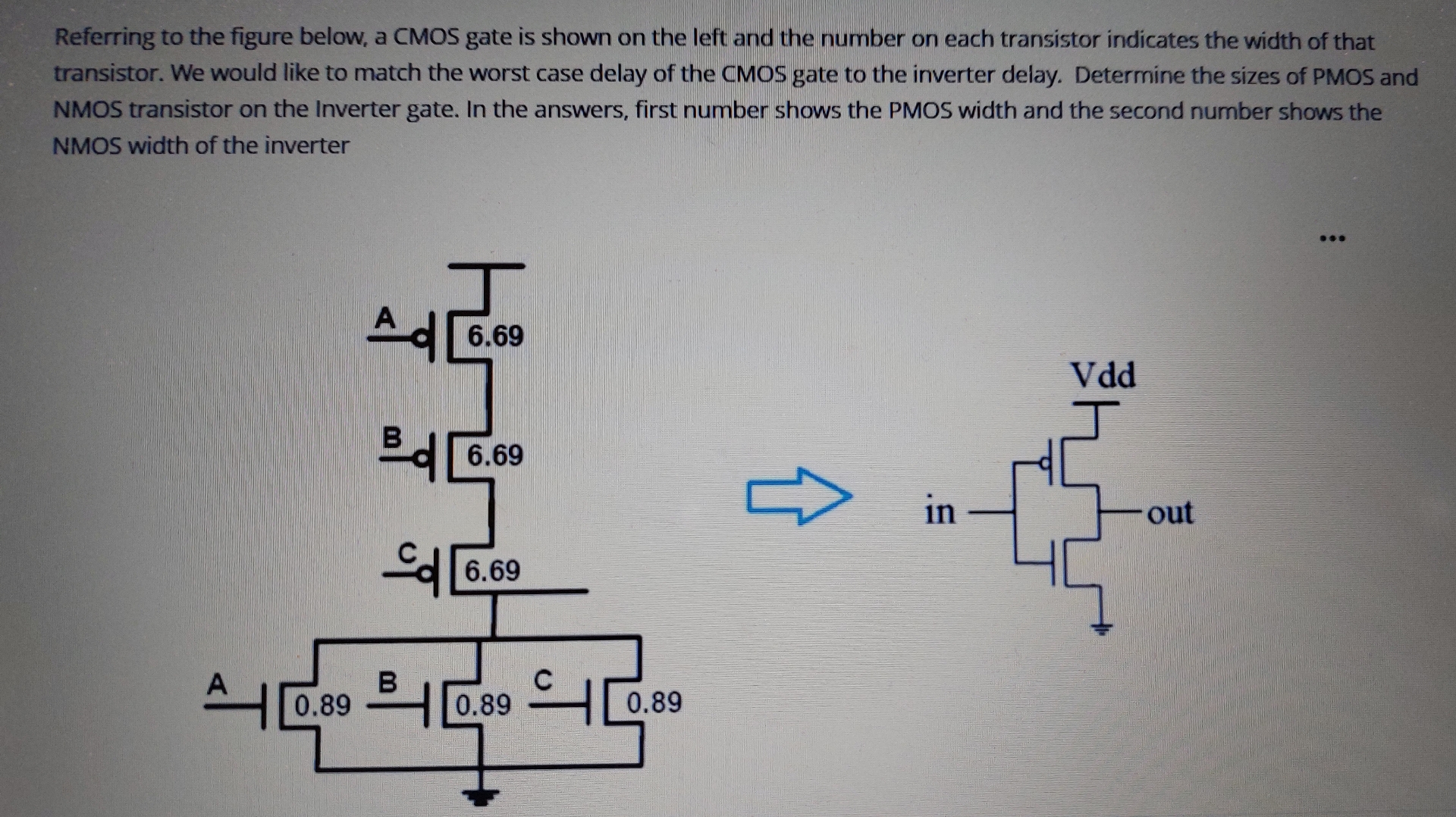Solved Referring to the figure below, a CMOS gate is shown | Chegg.com