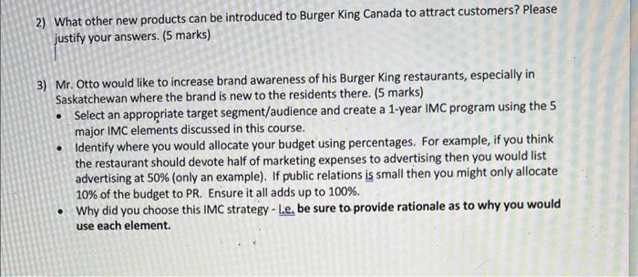 Solved CASE - "Burger King to Expand Significantly in Canada | Chegg.com