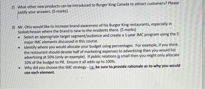 Solved CASE - "Burger King to Expand Significantly in Canada | Chegg.com