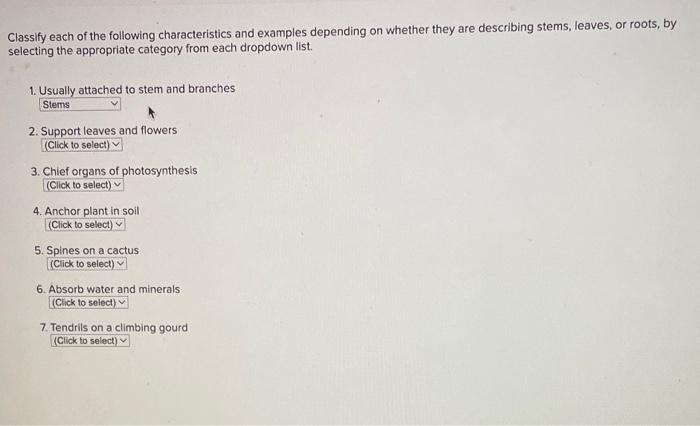 Solved Classify each of the following characteristics and | Chegg.com