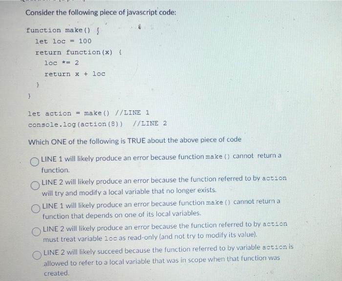 Solved Consider The Following Piece Of Javascript Code: | Chegg.com