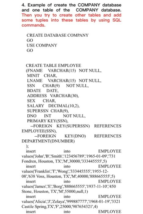 Solved Experiment 5 - Basic SQL retrieve Database Principle | Chegg.com