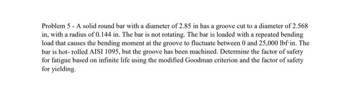 Solved Problem 5 - A solid round bar with a diameter of 2.85 | Chegg.com