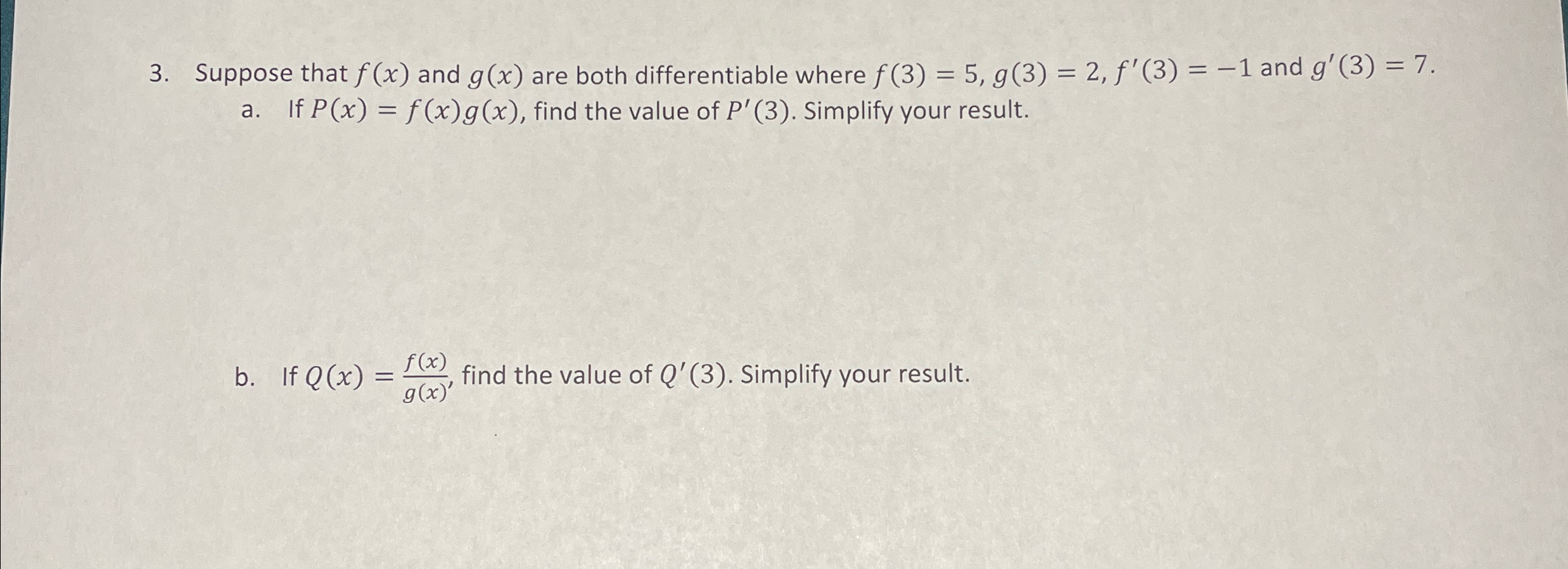 Solved Suppose that f(x) ﻿and g(x) ﻿are both differentiable | Chegg.com