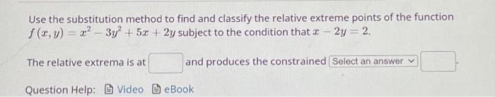 Solved Use the substitution method to find and classify the | Chegg.com
