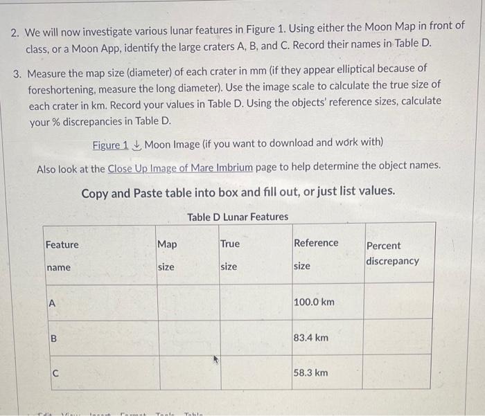 2. We will now investigate various lunar features in | Chegg.com