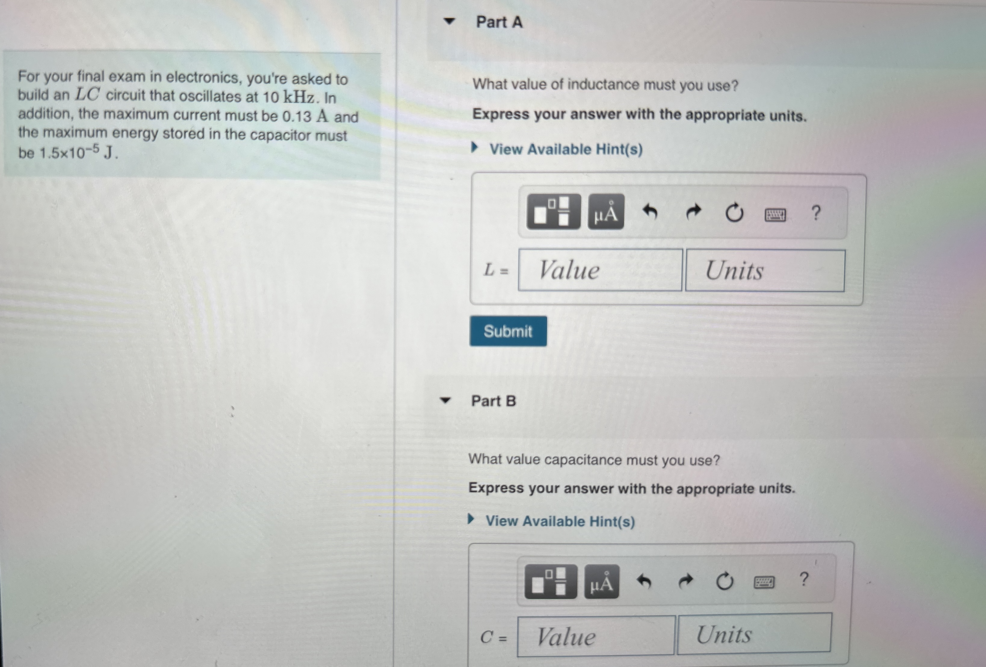 Solved Part AFor your final exam in electronics, you're | Chegg.com