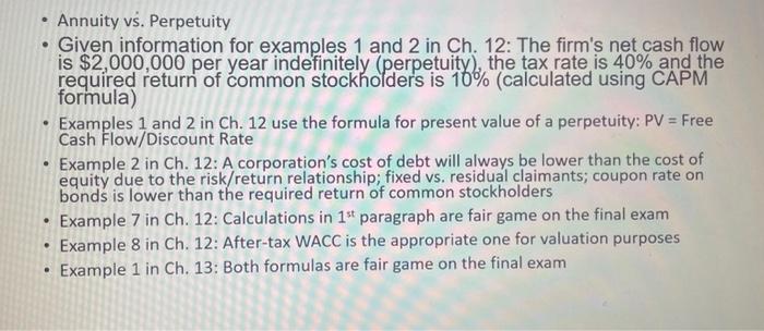 Solved - Annuity Vs. Perpetuity - Given Information For | Chegg.com