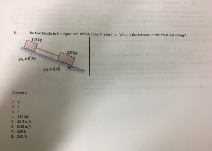 Solved 8. The two blocks in the figure are sliding down the | Chegg.com