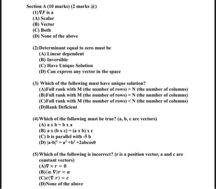 Solved Section A 10 Marks 2 Marks 1 Vf Is A A S Chegg Com