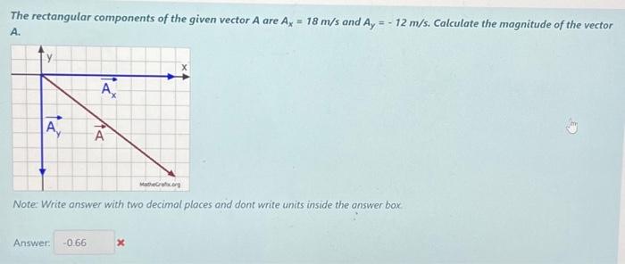 The rectangular components of the given vector A are | Chegg.com