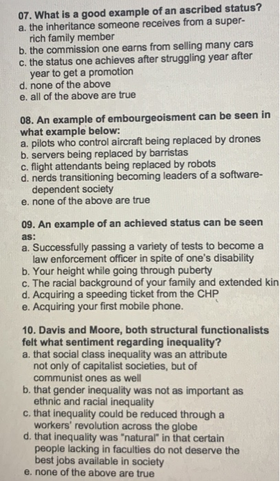 examples of ascribed status and achieved status
